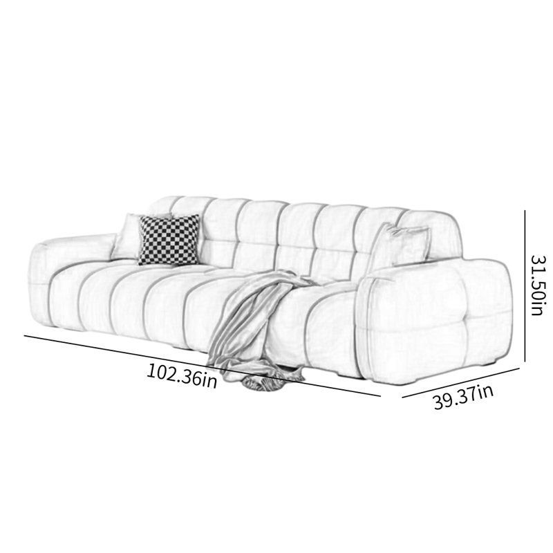 Canapé lumineux de style luxueux, H 31,5 po x l 102,36 po x P 39,37 po, Gris foncé
