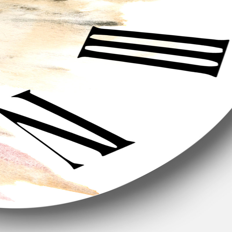 Nuage abstrait doré et rose - horloge murale moderne, Grand