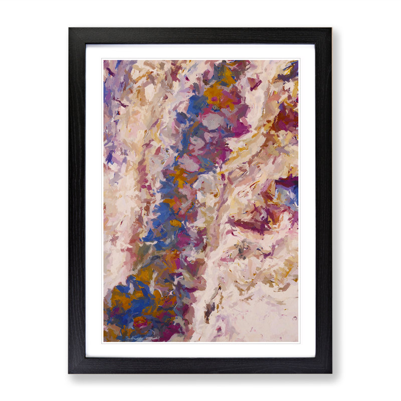 Broken Earth Abstract - Wall Art, Black Framed, 66cm H x 48cm W x 2cm D, White
