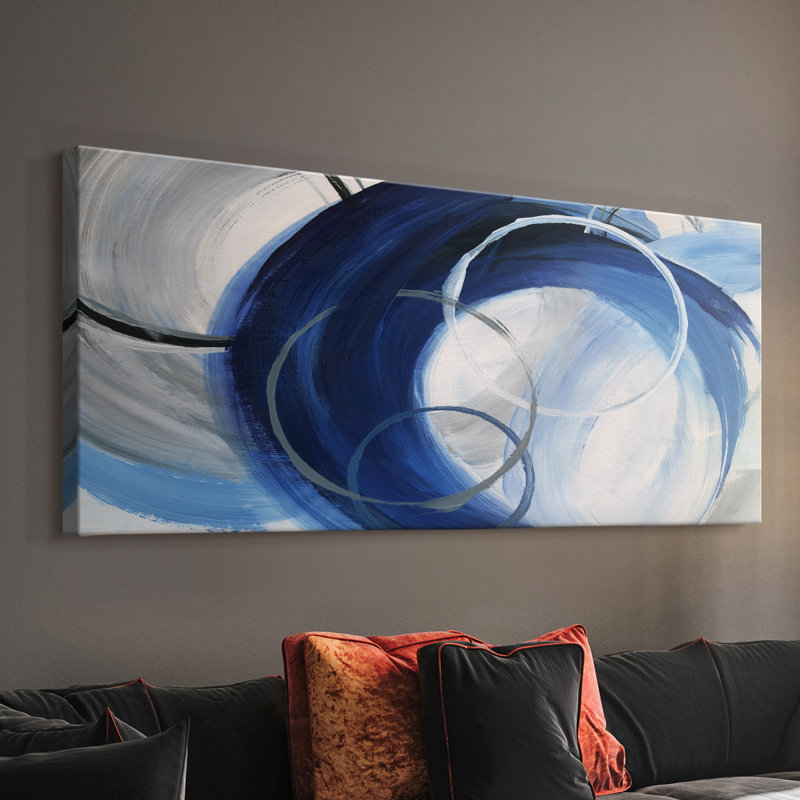 Indigo Rings- Gallery Wrapped Canvas -Ready to Hang, H 20 po x l 50 po