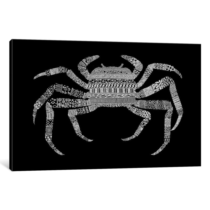 « crabe », reproduction d’art sur toile tendue, H 8 po x l 12 po x P 0,75 po