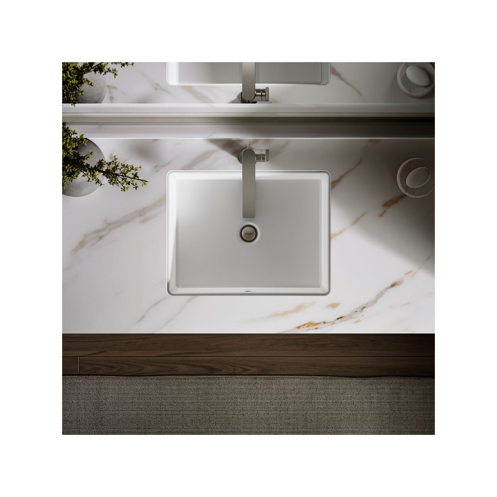 Verticyl Rectangular Undermount Bathroom Sink with Overflow, White
