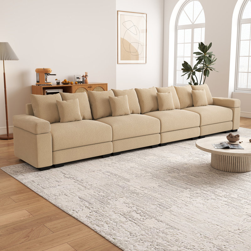 Canapé modulaire de 168 po, Velours côtelé chameau