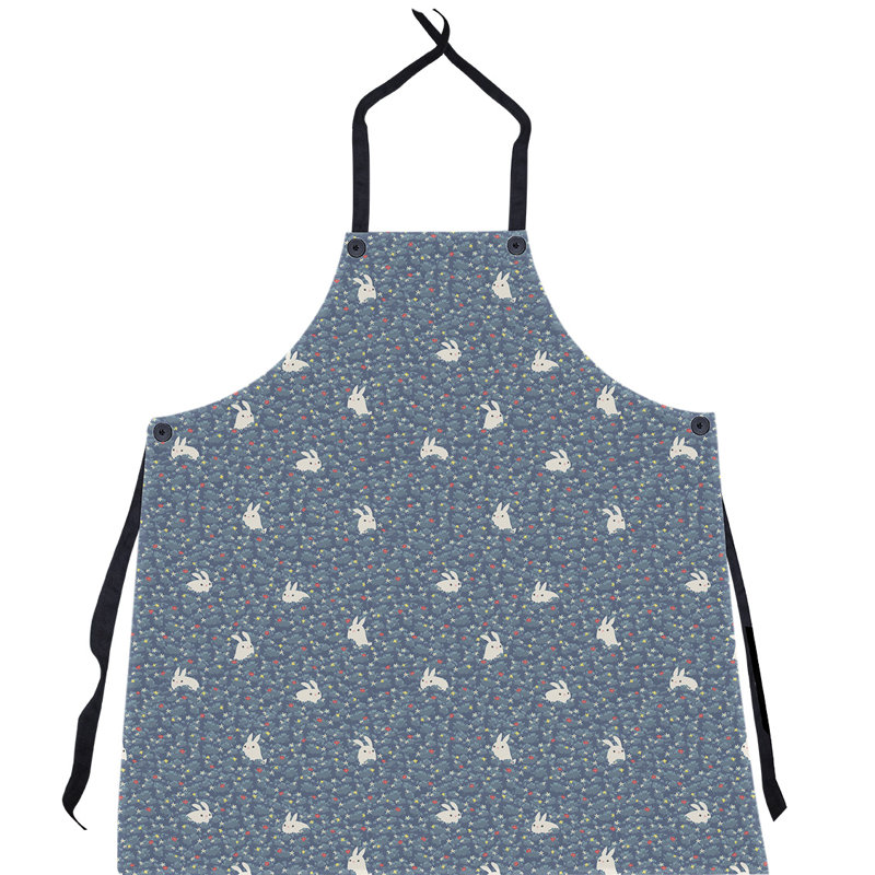 Tablier à motif lapin lapin, Bleu marine