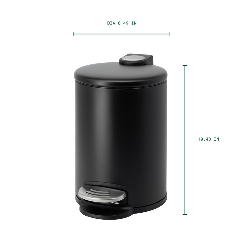 Matte Black Stainless Steel Round Pedal Trash Can