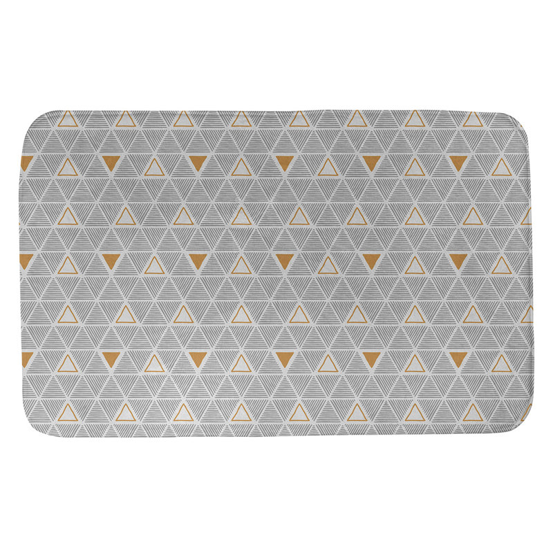 Tapis de bain géométrique à motif de triangles dessinés à la main, l 17 po x L 24 po, Orange