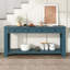 Console élégante en bois massif, fini bleu foncé, idéale pour une entrée. Elle offre des options de rangement.