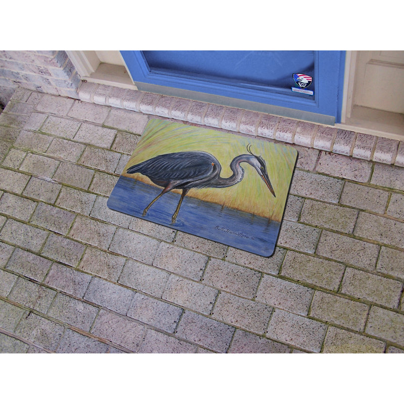 Tapis d'entrée / extérieur antidérapant Coastal Heron, Rectangle 1 pi 6 po x 2 pi 2 po