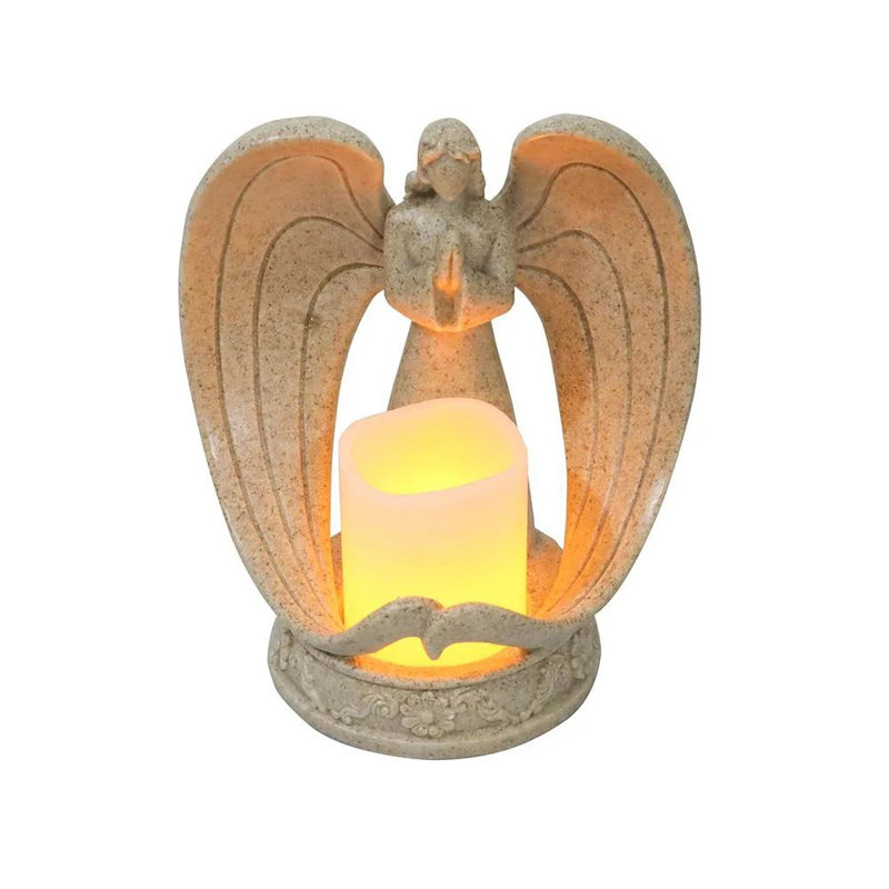 6.4'' H Resin Tabletop Candlestick with Candle Included, Beige