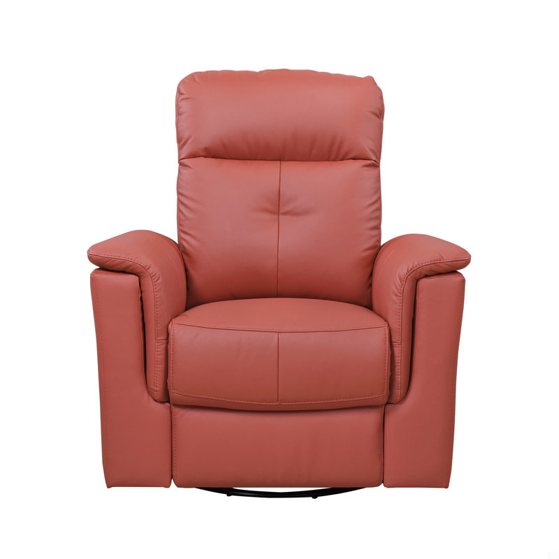 Leather Upholstered Swivel Glider Reclining Chair, Red