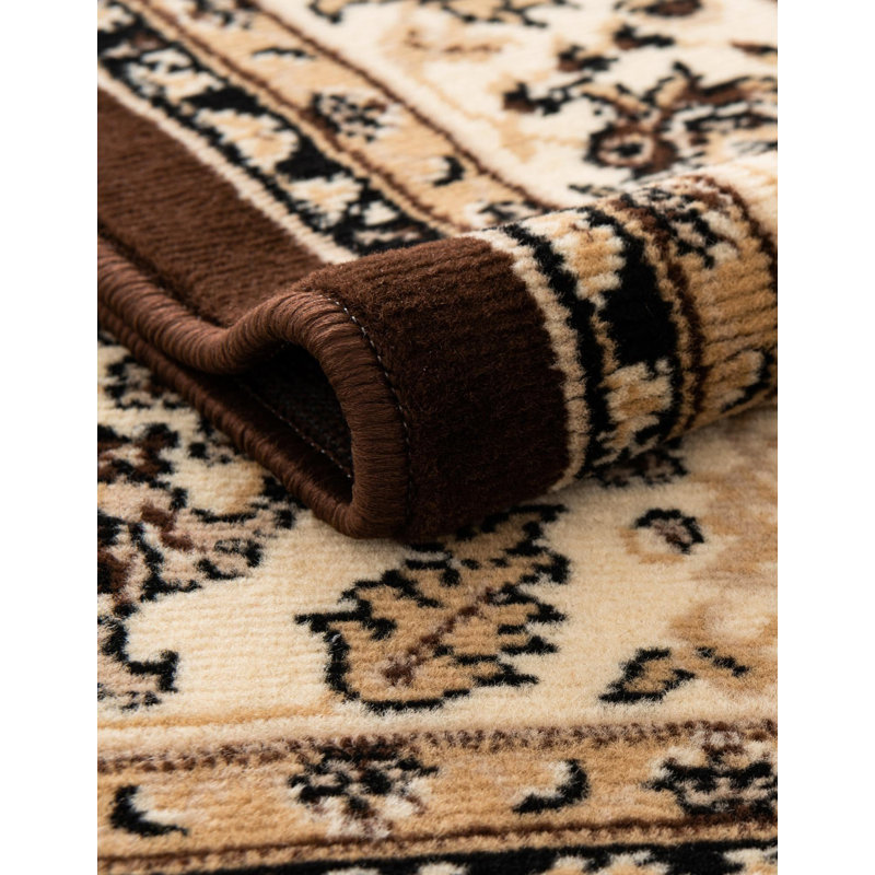 Tapis brun à motif floral Hanan, Brown, Carré 10pi