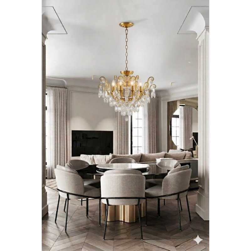 Beanca 8-Light Chandelier With Crystal Accents, Antique Brass