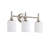 3-Light Brushed Nickel Contemporary Vanity Light with White Glass Shades, Dimmable, Hardwired, Damp Rated, 2 Finish Options-124890743