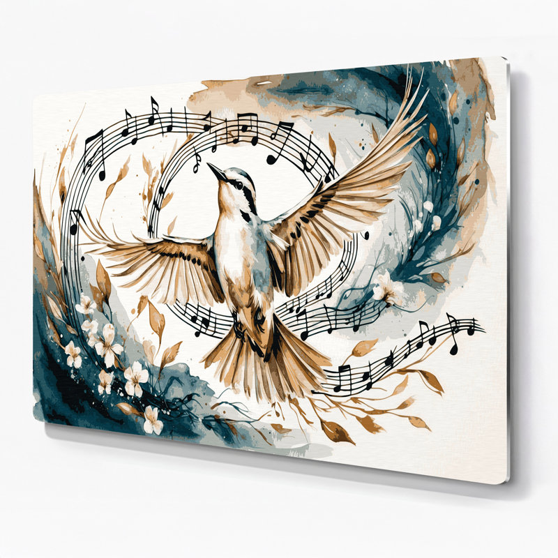 Oiseaux, art mural gris, H 288 po x l 432 po x P 0,05 po