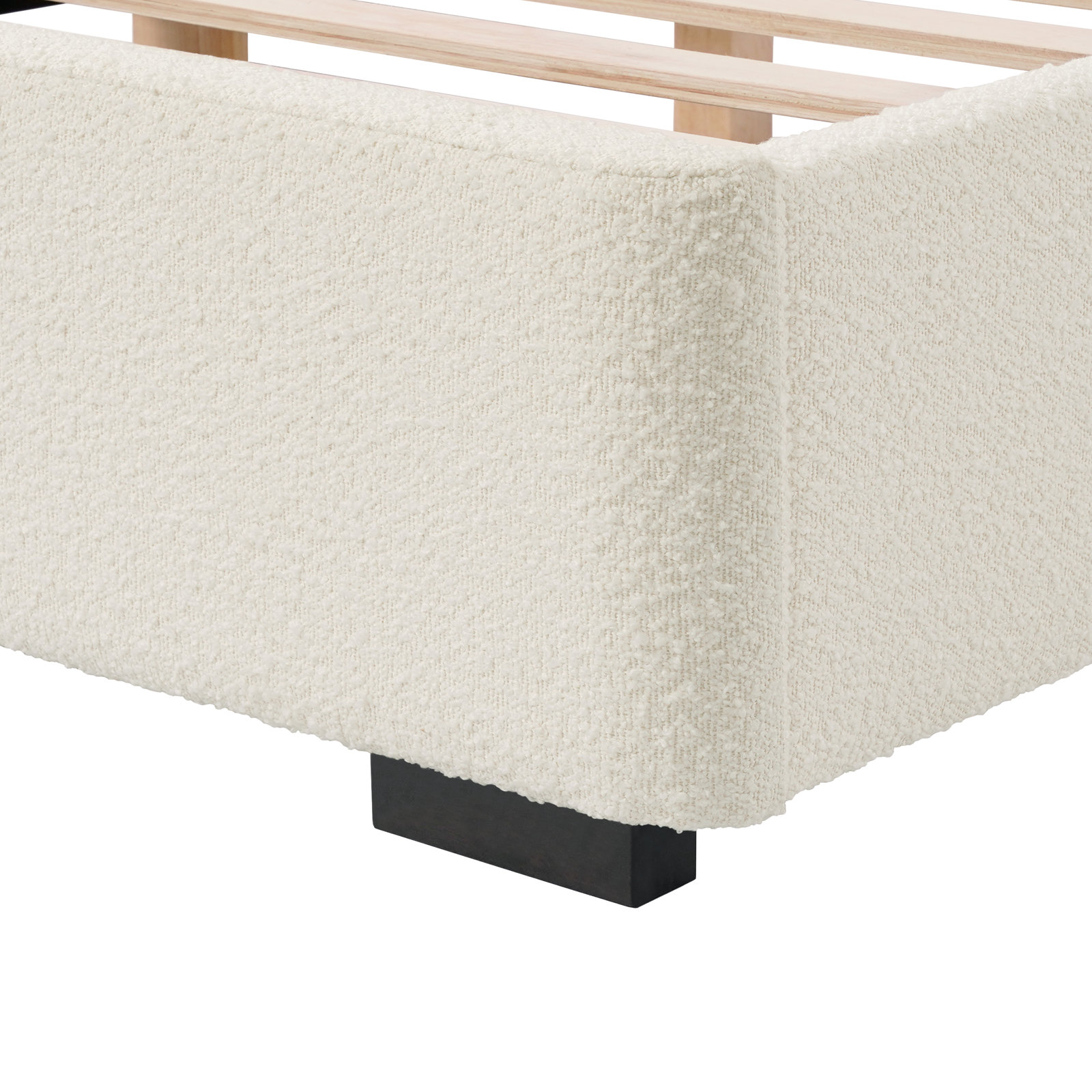 Reigen Upholstered Platform Bed, Queen, White Boucle