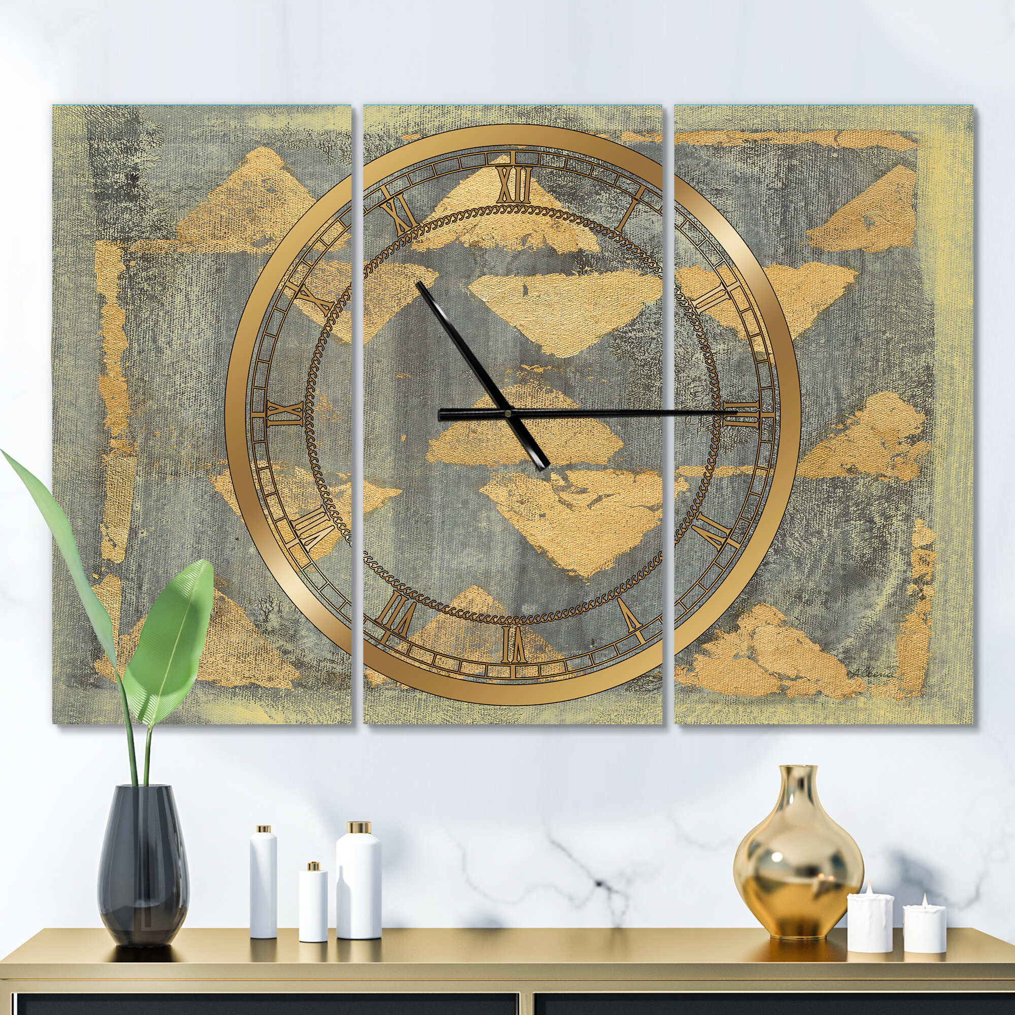 East Urban Home Glam Metallic Form I - Modern wall clock | Wayfair