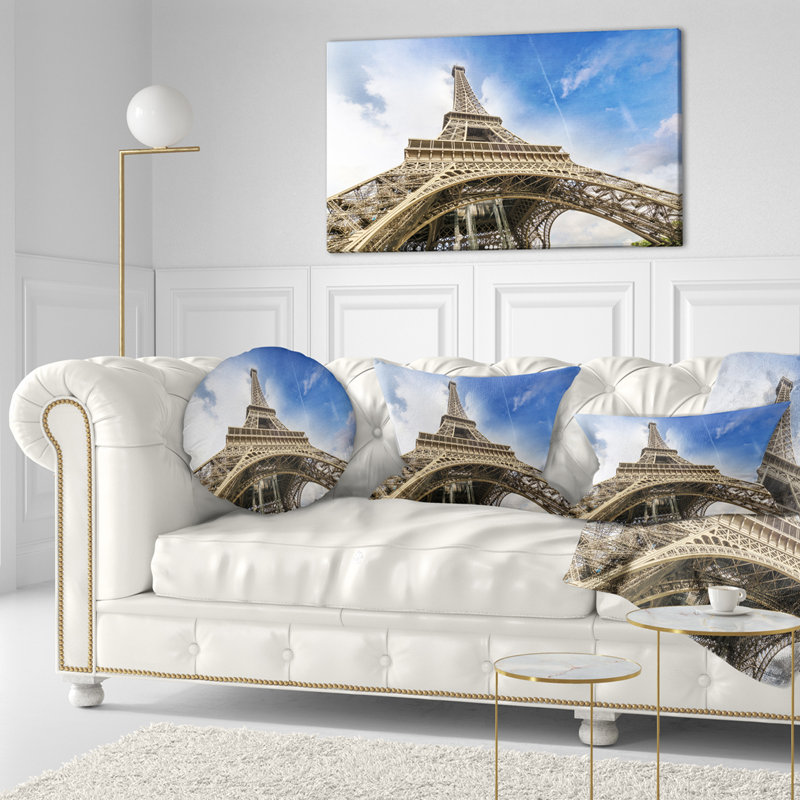 Fantastic View of Paris Paris Eiffel Towerfrom Ground - Cityscape Printed Pillow