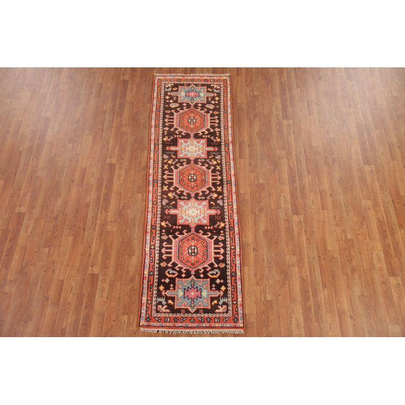 Tapis de couloir brun en laine 3x8