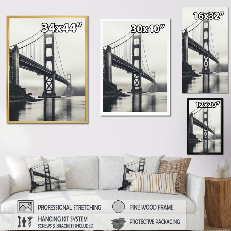 «Bamborough Grey Bridge Majestic Arch Graphite III», reproduction sur toile, Cadre photo noir, H 20 po x l 12 po x P 1 po