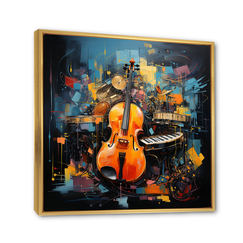 «Music Expressive Crescendo Bold», art mural sur toile, H 24 po x l 24 po x P 1 po, Cadre flottant doré