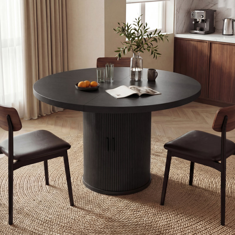 35 Inch Round Dining Table , Modern Circle Pedestal Table, Small Dinner Table For Dining Room,Kitchen, Black