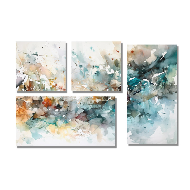 «Vibrant Paint Eruption V», art mural moderne sur toile 4 pièces, Toile tendue, Ne s’applique pas