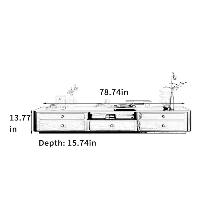Modern Minimalist TV Stand, 78.74"