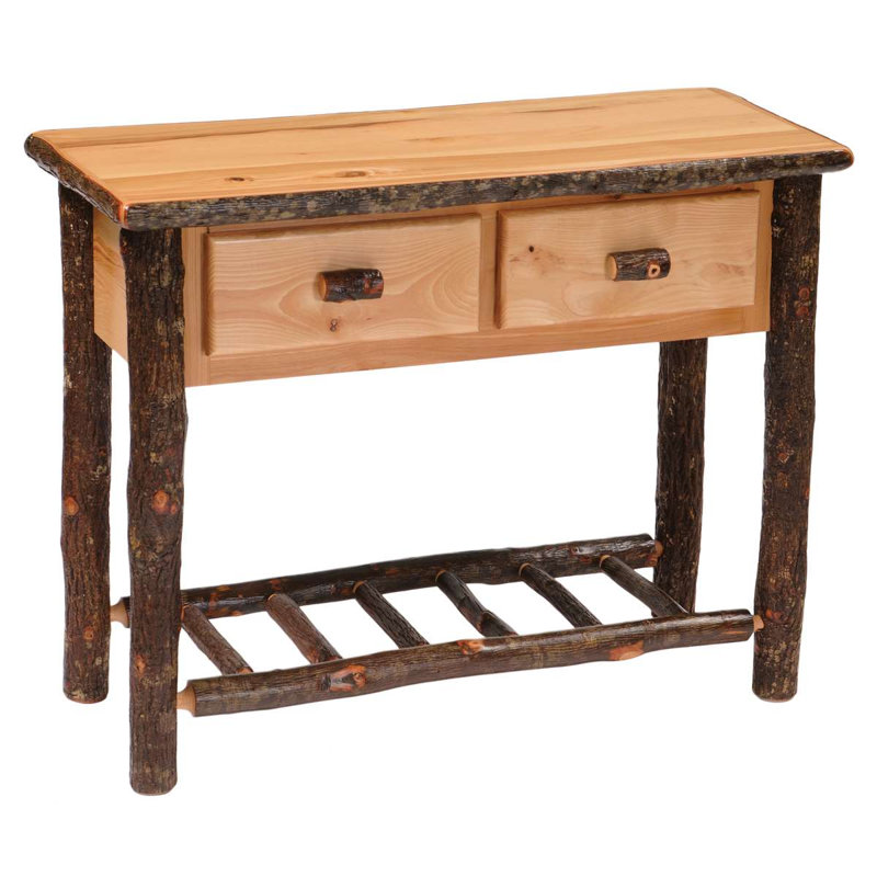 Fireside Lodge Hickory Two Drawer Sofa Table - Cognac, Rustic Maple