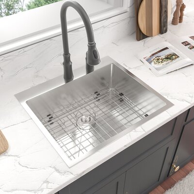 25"" L x 22"" W Drop-In Single Bowl Stainless Steel Kitchen Sink -  Sarlai, S-H-LT2522R1