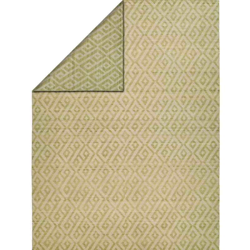 Wool Geometric Area Rug in Beige, Rectangle 5' x 8'