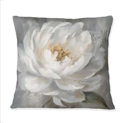 Coussin blanc avec pivoines blanches