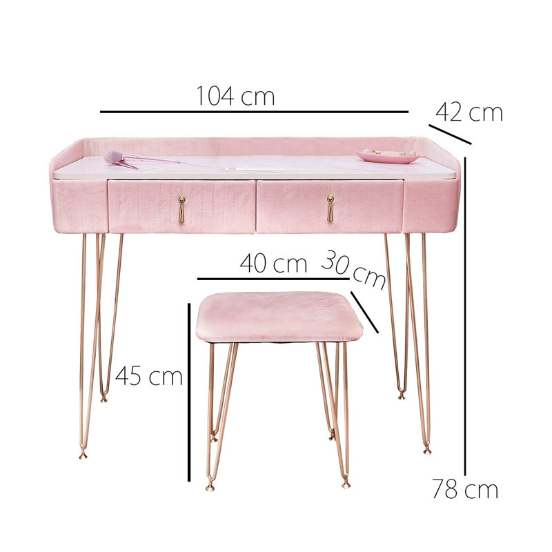 Aubie Dressing Table, Pink