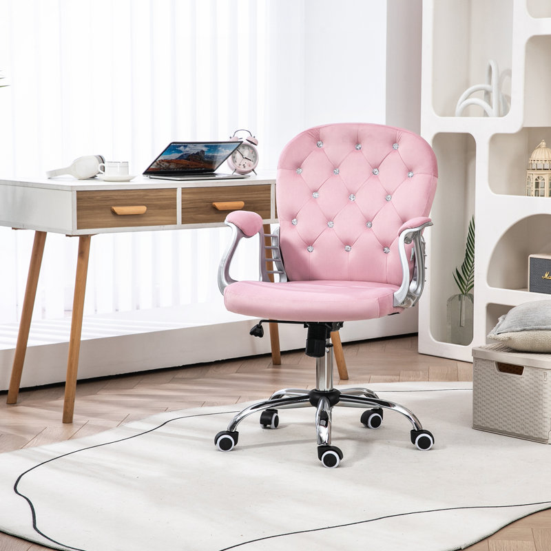 Chaise de bureau en velours pour Vinsetto, Rose
