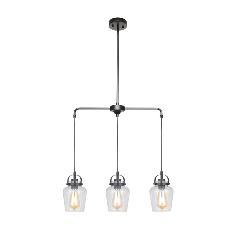 Tribble 3 - Light Kitchen Island Pendant, Flat Black