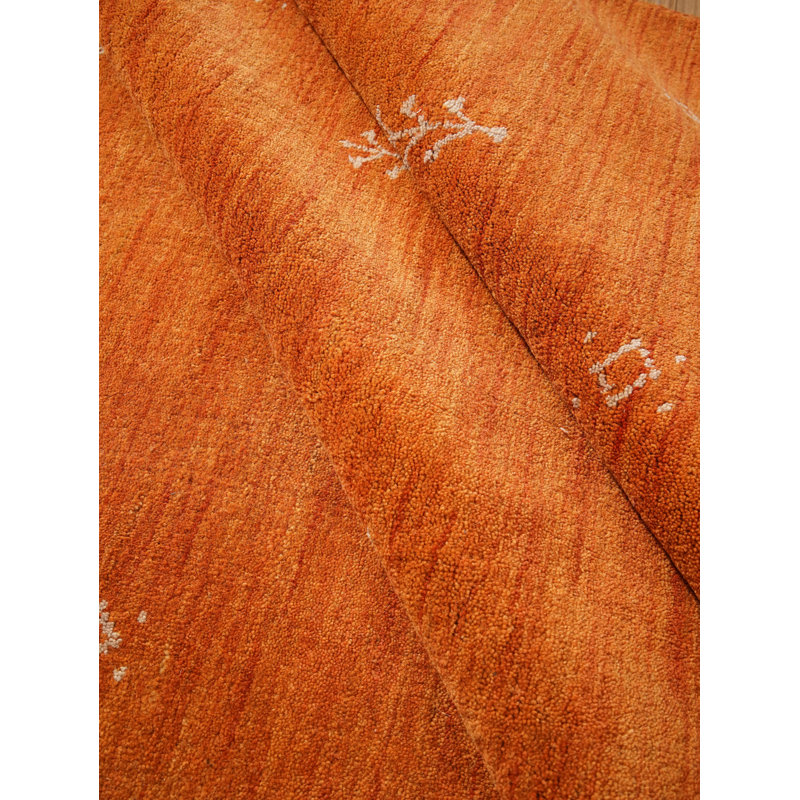 Ownby Hand Knotted Loom Wool Eco-Friendly Area Rugs  -  Runner, Orange White Color, Contemporary Modern Design, High Pile Thick Handmade Anti Skid Area Rugs for Living Room, Bed Room