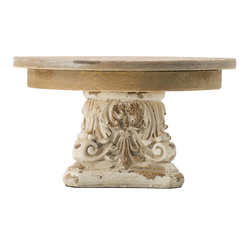 Vintage Wooden Pedestal Cake Stand, Wood Cake Plate for Dessert and Pastry Display