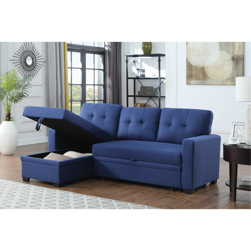 Canapé modulaire rembourré avec méridienne, Bleu