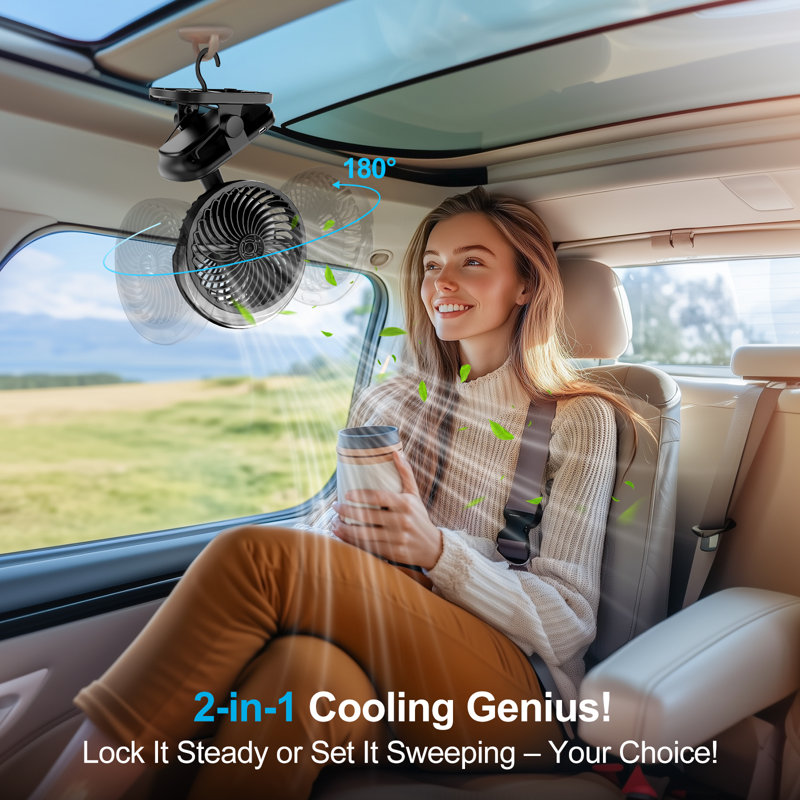 Ventilateur à pince auto-oscillant avec Mister, 6000 mAh, télécommande
