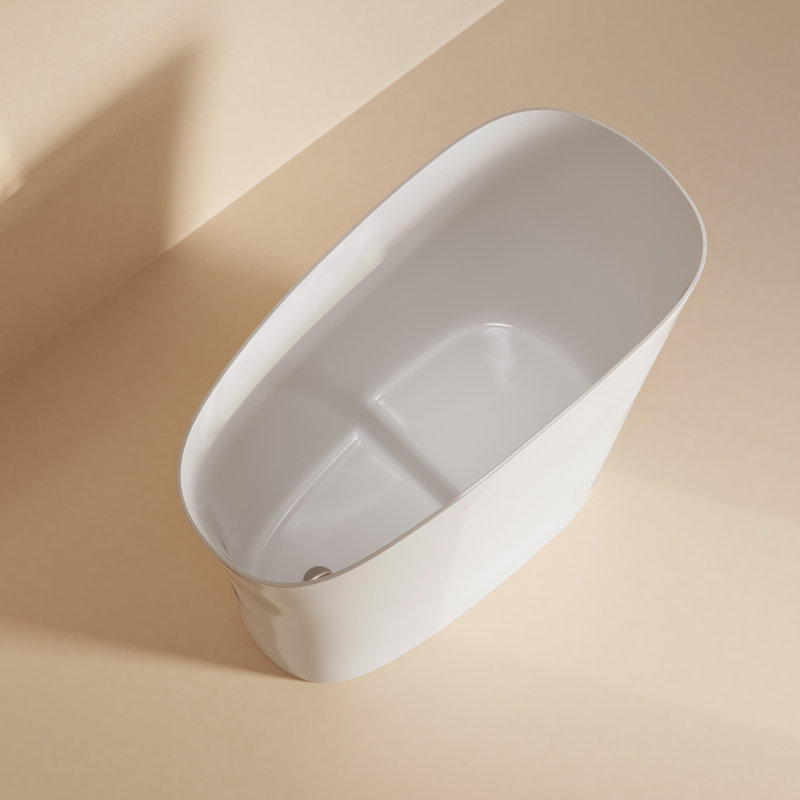 Cascade II 48" Single Slipper Japanese Soaking Freestanding Bathtub In Matte White, Stool Included