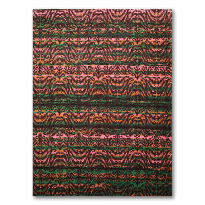 Tapis en laine vert / rose