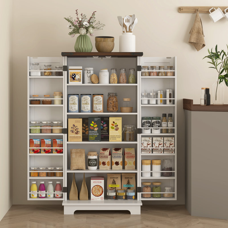 Armoire de cuisine avec tablettes réglables blanc