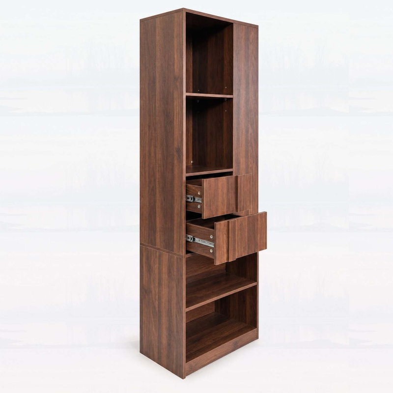 Grande armoire de rangement avec tiroirs et tablettes ouvertes, organisateur de bibliothèque autoportant pour salle de bain, chambre à coucher, salon