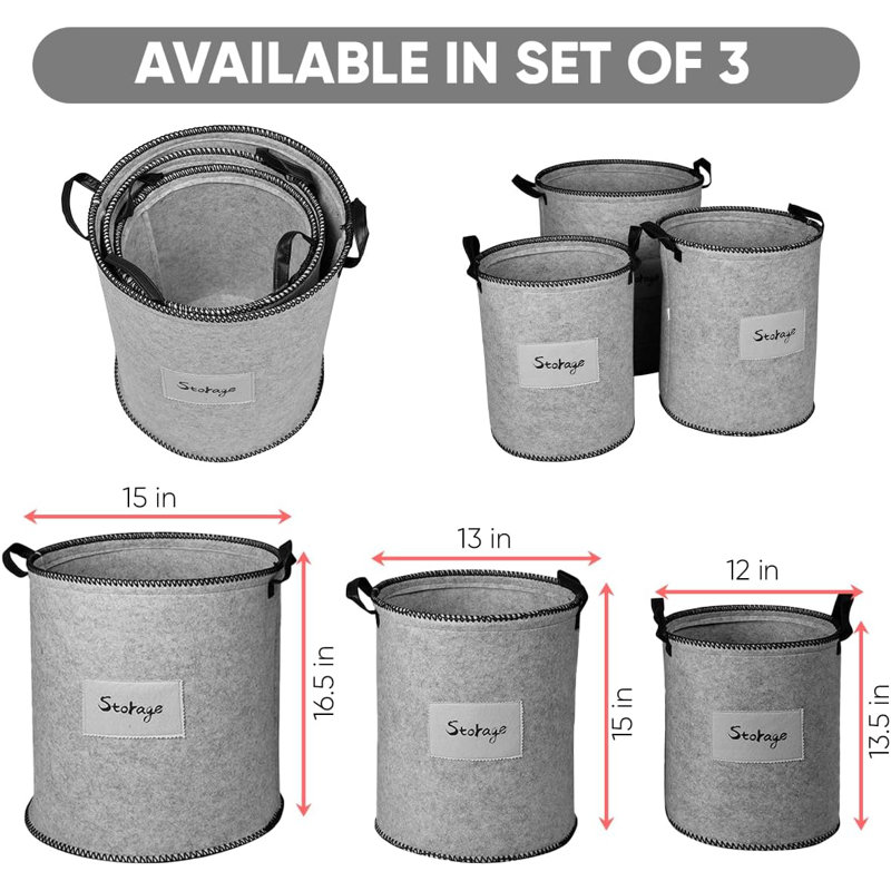 Laundry Basket Set with Handles for Toy Storage Blanket Storage and Stylish Home Organization