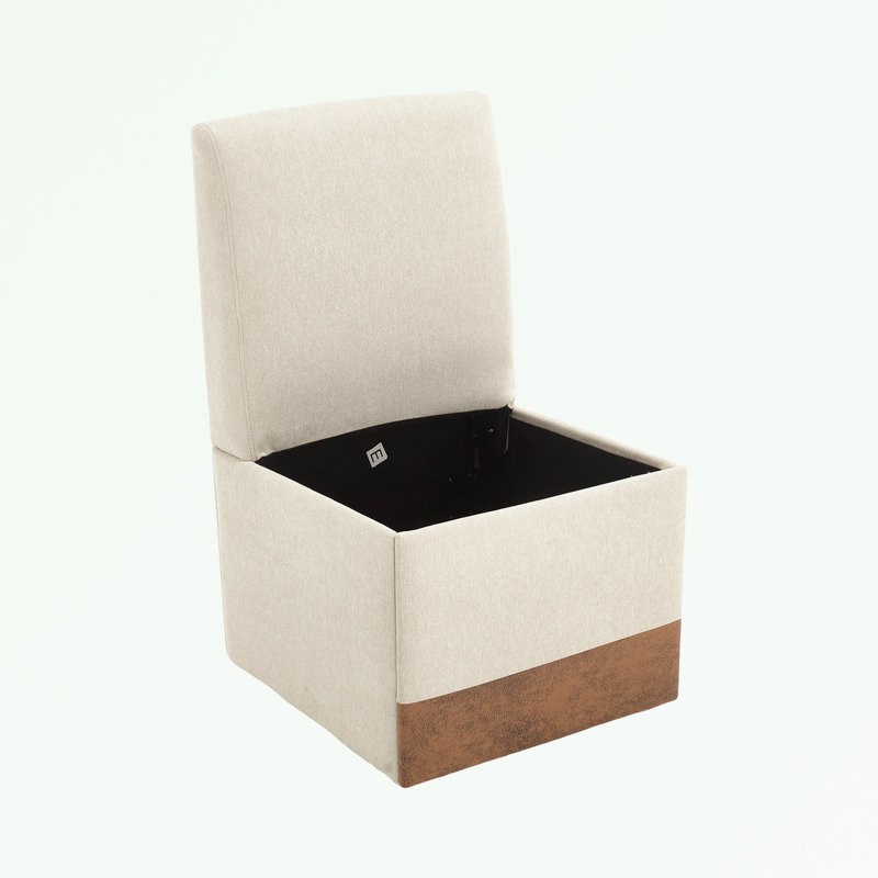 Ensemble de 2 fauteuils pivotants rembourrés avec coussin moelleux, Lin beige