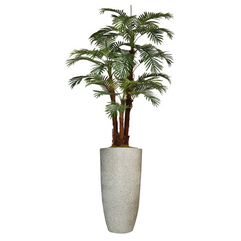 Panama Faux Palm Tree in Fiberstone Planter, 80" H x 25" W x 25" D