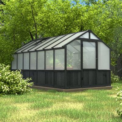 Wooden Polycarbonate Greenhouse,Black