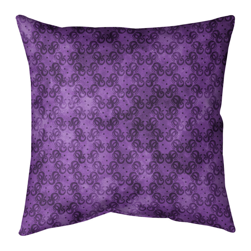 Coussin décoratif intérieur / extérieur Katelyn Elizabeth Snakes, 16 po x 16 po, Mauve