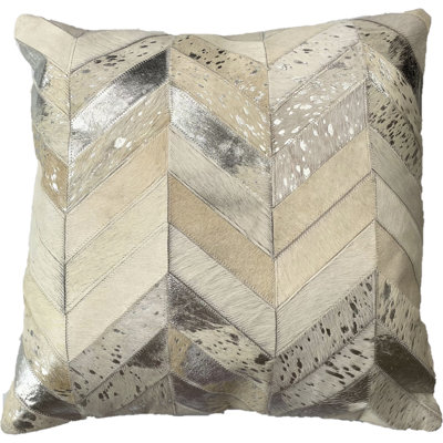 Ashen Square Cowhide Foil Pillow Cover & Insert