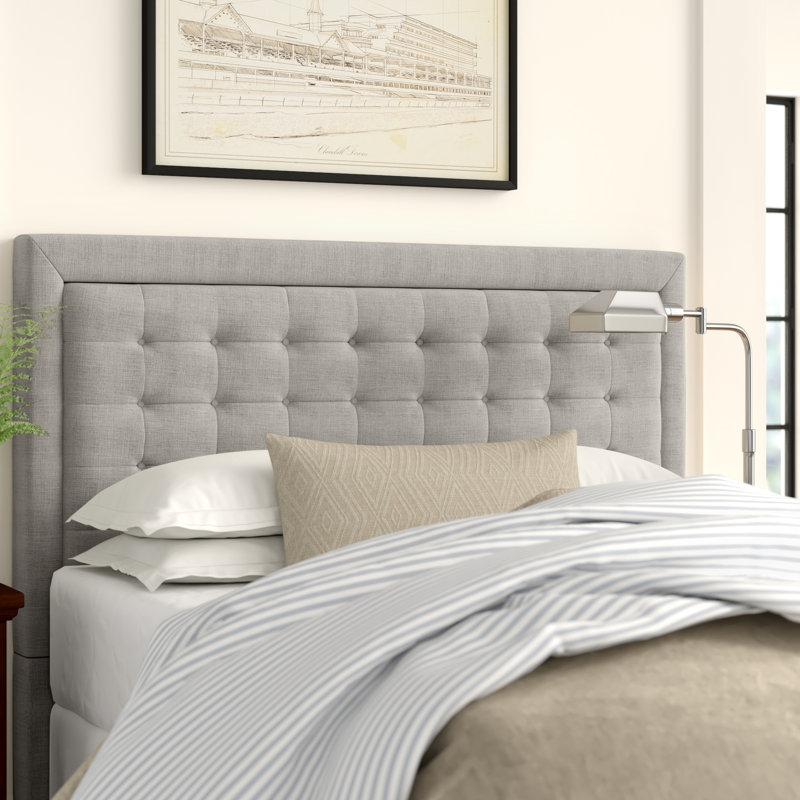 Kaster Upholstered Headboard, Queen, Gray Linen