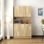 Armoire de cuisine 70,87 po de hauteur, avec 6 portes, 1 tablette ouverte et 1 tiroir pour la chambre à coucher, chêne rustique-781188654